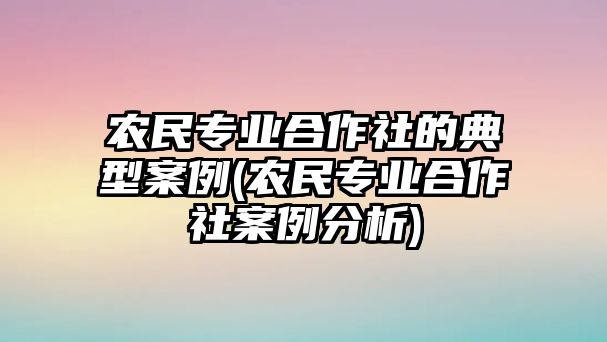 農民專業(yè)合作社的典型案例(農民專業(yè)合作社案例分析)