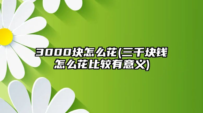 3000塊怎么花(三千塊錢怎么花比較有意義)