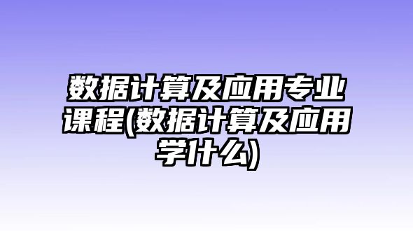 數(shù)據(jù)計(jì)算及應(yīng)用專業(yè)課程(數(shù)據(jù)計(jì)算及應(yīng)用學(xué)什么)