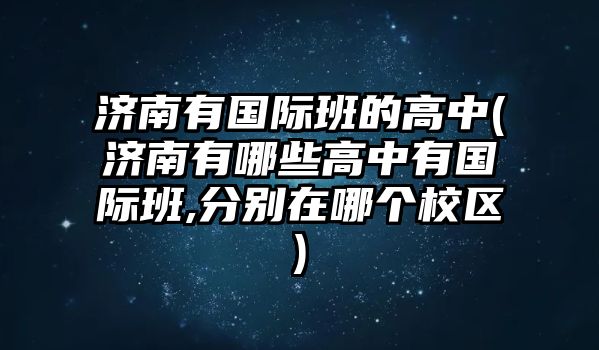 濟(jì)南有國際班的高中(濟(jì)南有哪些高中有國際班,分別在哪個校區(qū))