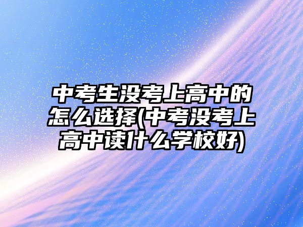 中考生沒考上高中的怎么選擇(中考沒考上高中讀什么學(xué)校好)