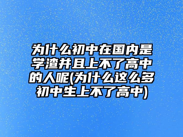 為什么初中在國(guó)內(nèi)是學(xué)渣并且上不了高中的人呢(為什么這么多初中生上不了高中)