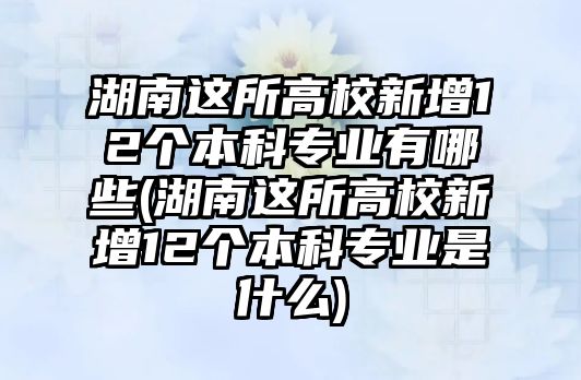 湖南這所高校新增12個(gè)本科專業(yè)有哪些(湖南這所高校新增12個(gè)本科專業(yè)是什么)