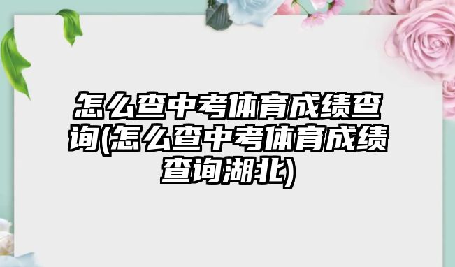 怎么查中考體育成績查詢(怎么查中考體育成績查詢湖北)