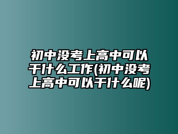 初中沒(méi)考上高中可以干什么工作(初中沒(méi)考上高中可以干什么呢)