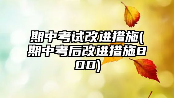 期中考試改進措施(期中考后改進措施800)