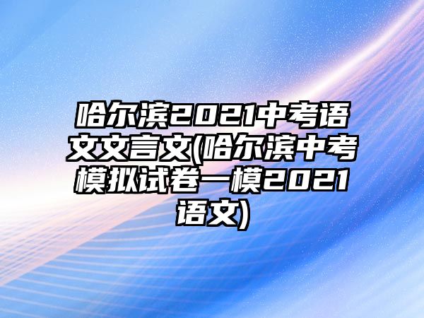 哈爾濱2021中考語文文言文(哈爾濱中考模擬試卷一模2021語文)