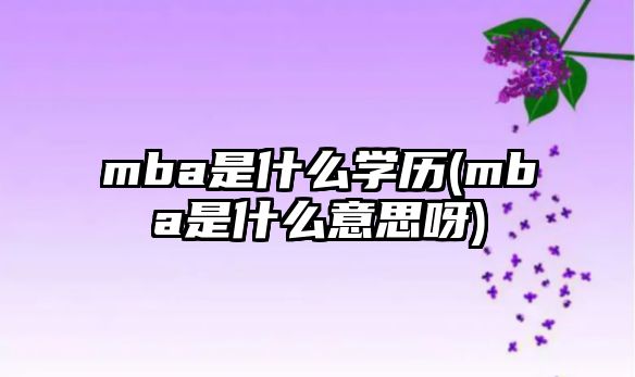 mba是什么學(xué)歷(mba是什么意思呀)