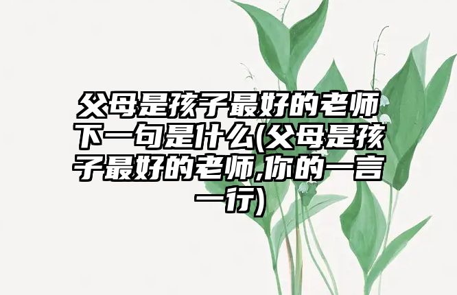 父母是孩子最好的老師下一句是什么(父母是孩子最好的老師,你的一言一行)