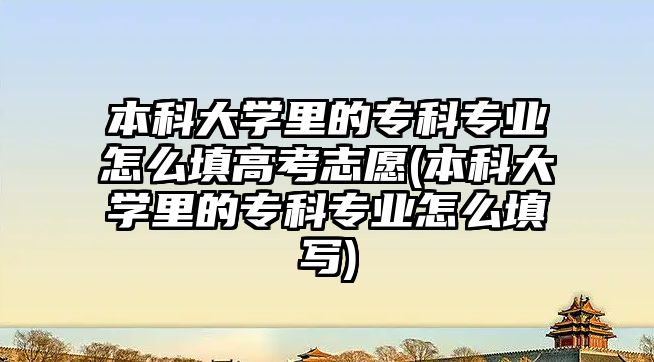 本科大學(xué)里的?？茖I(yè)怎么填高考志愿(本科大學(xué)里的?？茖I(yè)怎么填寫)