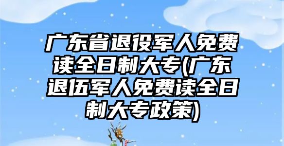 廣東省退役軍人免費讀全日制大專(廣東退伍軍人免費讀全日制大專政策)