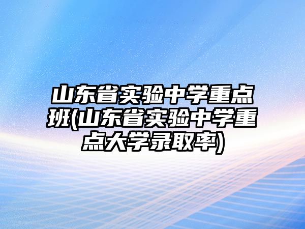 山東省實驗中學(xué)重點班(山東省實驗中學(xué)重點大學(xué)錄取率)