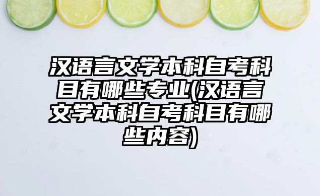 漢語言文學本科自考科目有哪些專業(yè)(漢語言文學本科自考科目有哪些內容)