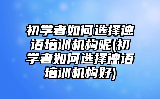 初學(xué)者如何選擇德語培訓(xùn)機構(gòu)呢(初學(xué)者如何選擇德語培訓(xùn)機構(gòu)好)