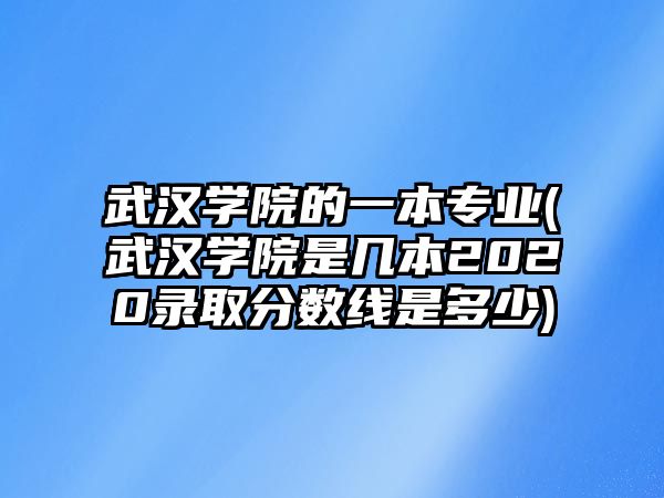 武漢學(xué)院的一本專業(yè)(武漢學(xué)院是幾本2020錄取分?jǐn)?shù)線是多少)