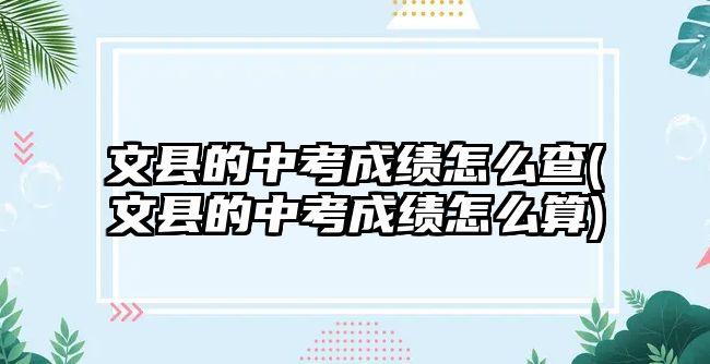 文縣的中考成績(jī)?cè)趺床?文縣的中考成績(jī)?cè)趺此?