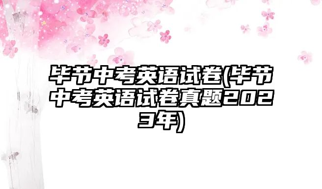 畢節(jié)中考英語試卷(畢節(jié)中考英語試卷真題2023年)