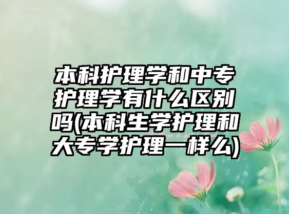 本科護(hù)理學(xué)和中專護(hù)理學(xué)有什么區(qū)別嗎(本科生學(xué)護(hù)理和大專學(xué)護(hù)理一樣么)