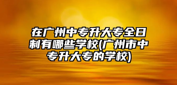 在廣州中專升大專全日制有哪些學(xué)校(廣州市中專升大專的學(xué)校)