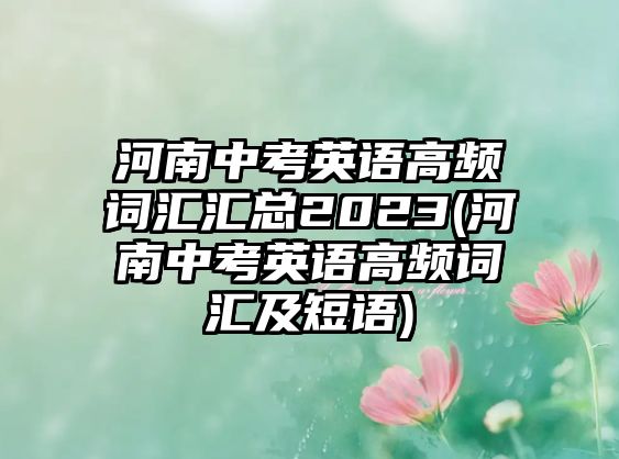 河南中考英語高頻詞匯匯總2023(河南中考英語高頻詞匯及短語)