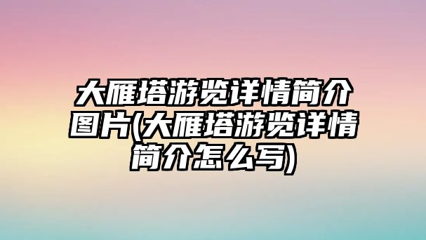 大雁塔游覽詳情簡(jiǎn)介圖片(大雁塔游覽詳情簡(jiǎn)介怎么寫)