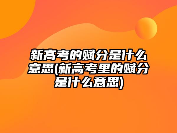 新高考的賦分是什么意思(新高考里的賦分是什么意思)