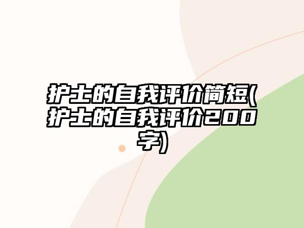 護士的自我評價簡短(護士的自我評價200字)