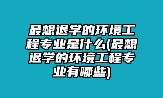 最想退學(xué)的環(huán)境工程專業(yè)是什么(最想退學(xué)的環(huán)境工程專業(yè)有哪些)