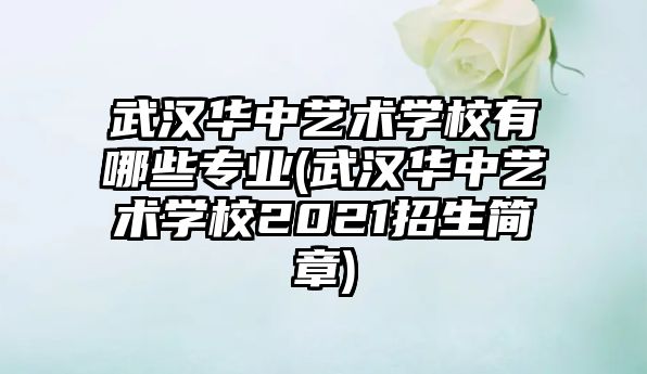 武漢華中藝術學校有哪些專業(yè)(武漢華中藝術學校2021招生簡章)