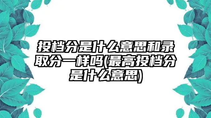 投檔分是什么意思和錄取分一樣嗎(最高投檔分是什么意思)