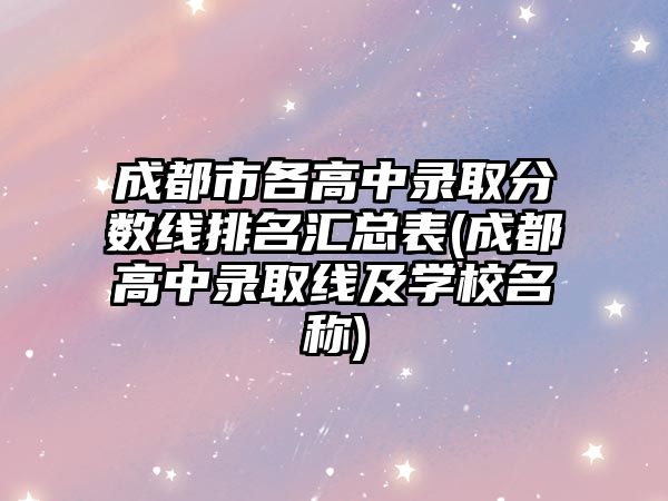 成都市各高中錄取分數(shù)線排名匯總表(成都高中錄取線及學校名稱)