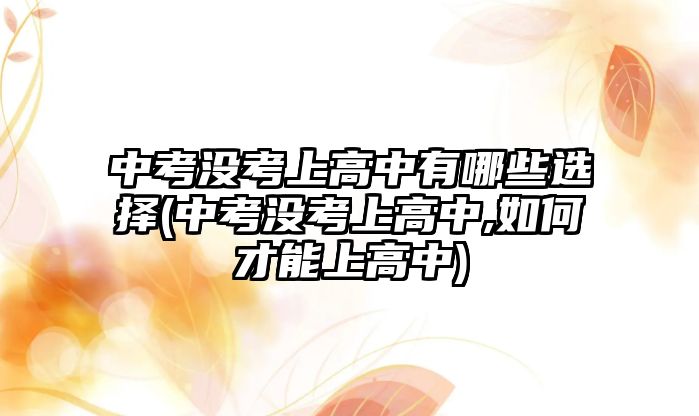 中考沒(méi)考上高中有哪些選擇(中考沒(méi)考上高中,如何才能上高中)