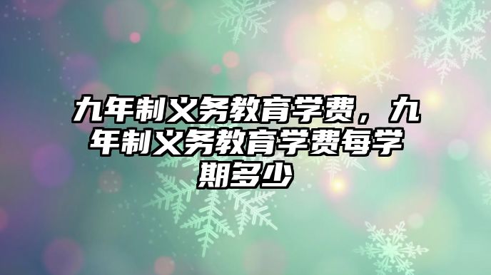 九年制義務教育學費，九年制義務教育學費每學期多少