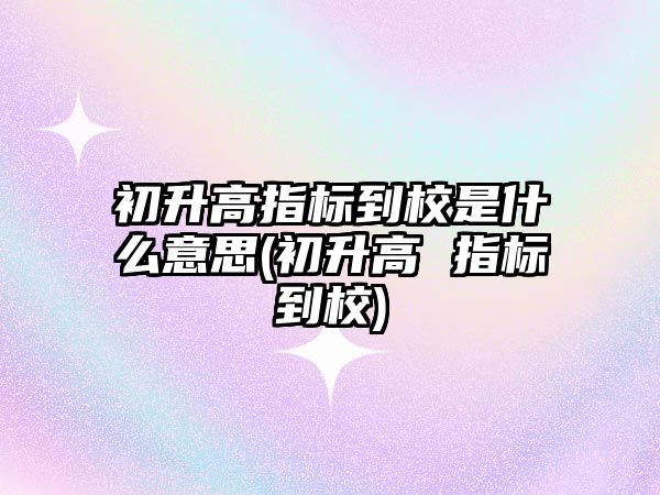 初升高指標到校是什么意思(初升高 指標到校)